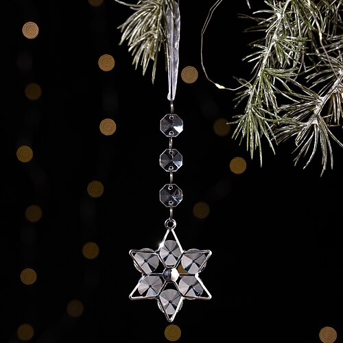 Weihnachtskristall-Hängeornamente, transparente österreichische Acryl-Schneeflocke, Eiszapfenamp;Tropfendekorationen, Kronleuchteranhänger für den Weihnachtsbaumamp;festliche Beleuchtung Image