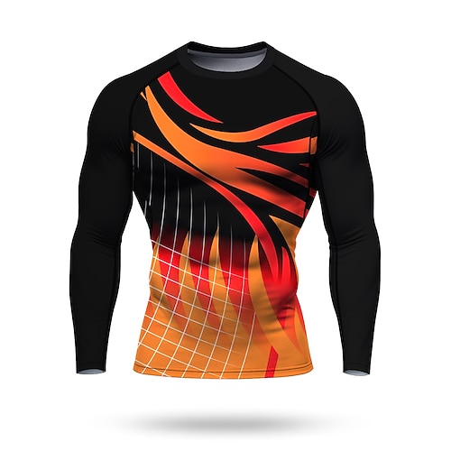 Herren Unisex Lauf-T-Shirt Sportshirt Fitnessshirt Trainingsshirt Trainingshemd Farbblock Langarm T-Shirt Sommer Frühling Herbst Winter Geometrisch UPF 50 UV-beständig LSF 50 Weich Geländerad Image