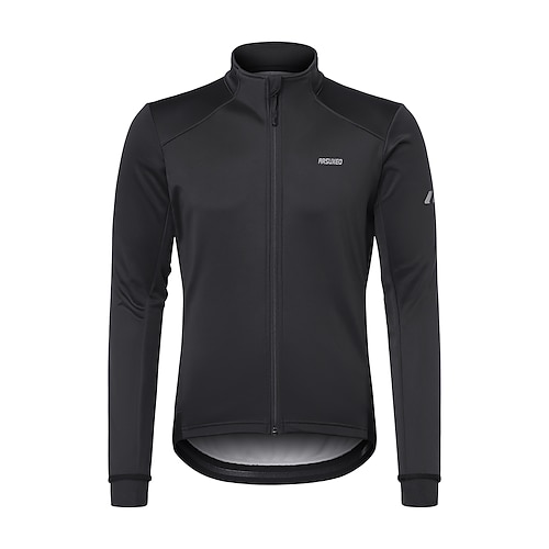 Arsuxeo Herren Fahrradjacke Windjacke Fleecejacke Winter Atmungsaktivität Rückentasche Wintersport Bequem Fahhrad Jacke Trainingsanzug Mountainbike MTB Straßenradsport Stadtradfahren Schwarz Image