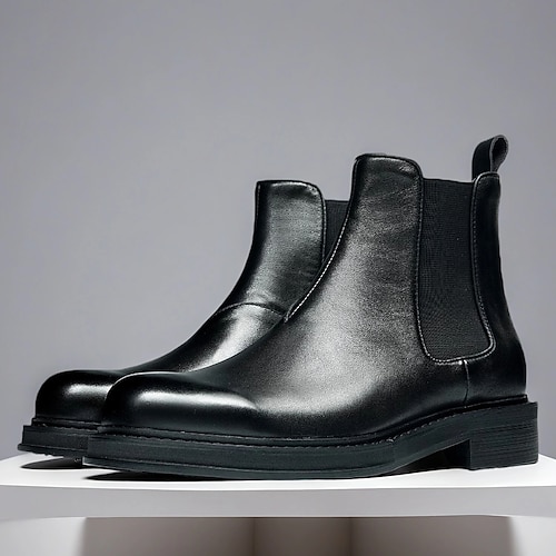 Schwarze Chelsea-Stiefel für Herren, klassische Slip-On-Stiefeletten für Business-Profis, Partys und formelle Anlässe Image
