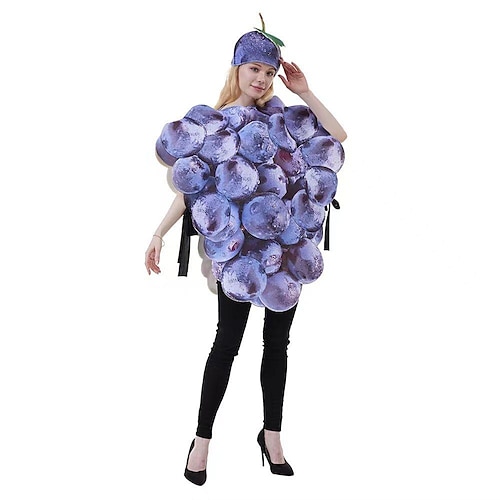 Früchte Traube Gourmet Halloween Cosplay Kostüm Lustige Kostüme Karnevalskostüm Lustiges Kostüm Erwachsene Herren Damen Karneval Maskerade Leistung Party Einfache Halloween-Kostüme Verkleiden