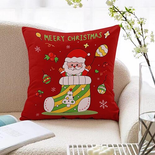 Weihnachts-Wurfkissen Rotes festliches Kissen für Schlafzimmer Wohnzimmer-Sofa Feiertagsdekoration Sitzkissen Perfektes Weihnachtsgeschenk für Freunde Image