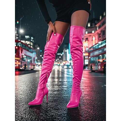 Overknee-Stilettostiefel für Damen – elegante schwarze Overknee-Stiefel mit hohem Absatz für Abend- und Partykleidung Image
