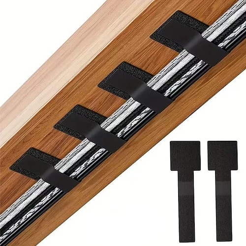 50 Stück selbstklebende Hochleistungs-Kabelbinder mit Klettverschluss – Schwarz, Grau weißer, vielseitiger Schreibtisch Kabelmanagementgurte fürs Büro, Nylon-Organizer Image