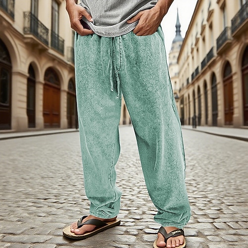 Herren Jogginghose Hose Kordelzug Tasche Elastischer Bund Einfach Komfort Sport im Freien Täglich Mode Lässig Schwarz Marineblau Mikroelastisch Image