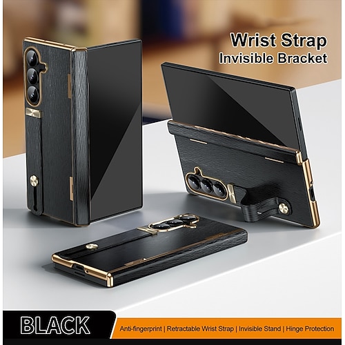 Handy Hülle Handyhüllen Für Samsung Galaxy Z Fold 7 Z Fold 6 Z Fold 5 Z Fold 4 Rückseite mit Displayschutz Mit Handgelenkschlaufe Stoßfest Retro Beschichtung PC Image