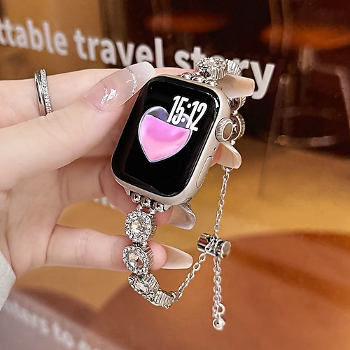 Schmuck Armband Kompatibel mit Apple Watch Armband 38mm 40mm 41mm 42mm 44mm 45mm 49mm Damen Glitzer Kristall Strass Ersatzarmband für iwatch Ultra 2 Series 9 8 7 SE 6 5 4 3 2 1 Image