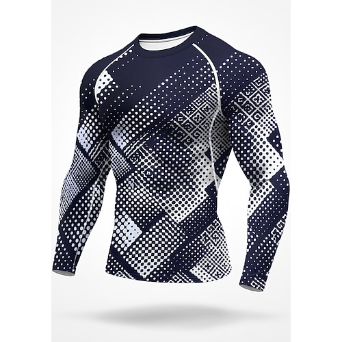 Herren Unisex Lauf-T-Shirt Sportshirt Fitnessshirt Trainingsshirt Trainingshemd Langarm T-Shirt Sommer Frühling Herbst Winter Geometrisch UPF 50 UV-beständig LSF 50 Weich Geländerad Fitnesstraining Image