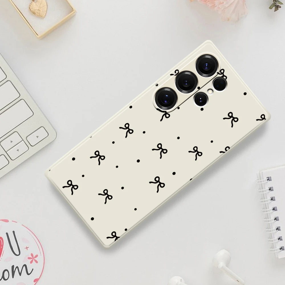 Bowknot Polka Dot Handyhülle für Samsung Galaxy S25 S24 S23 S22 S21 S20 Ultra Plus S10 Plus S24FE S23FE S22FE S21FE S20FE Abdeckung Image