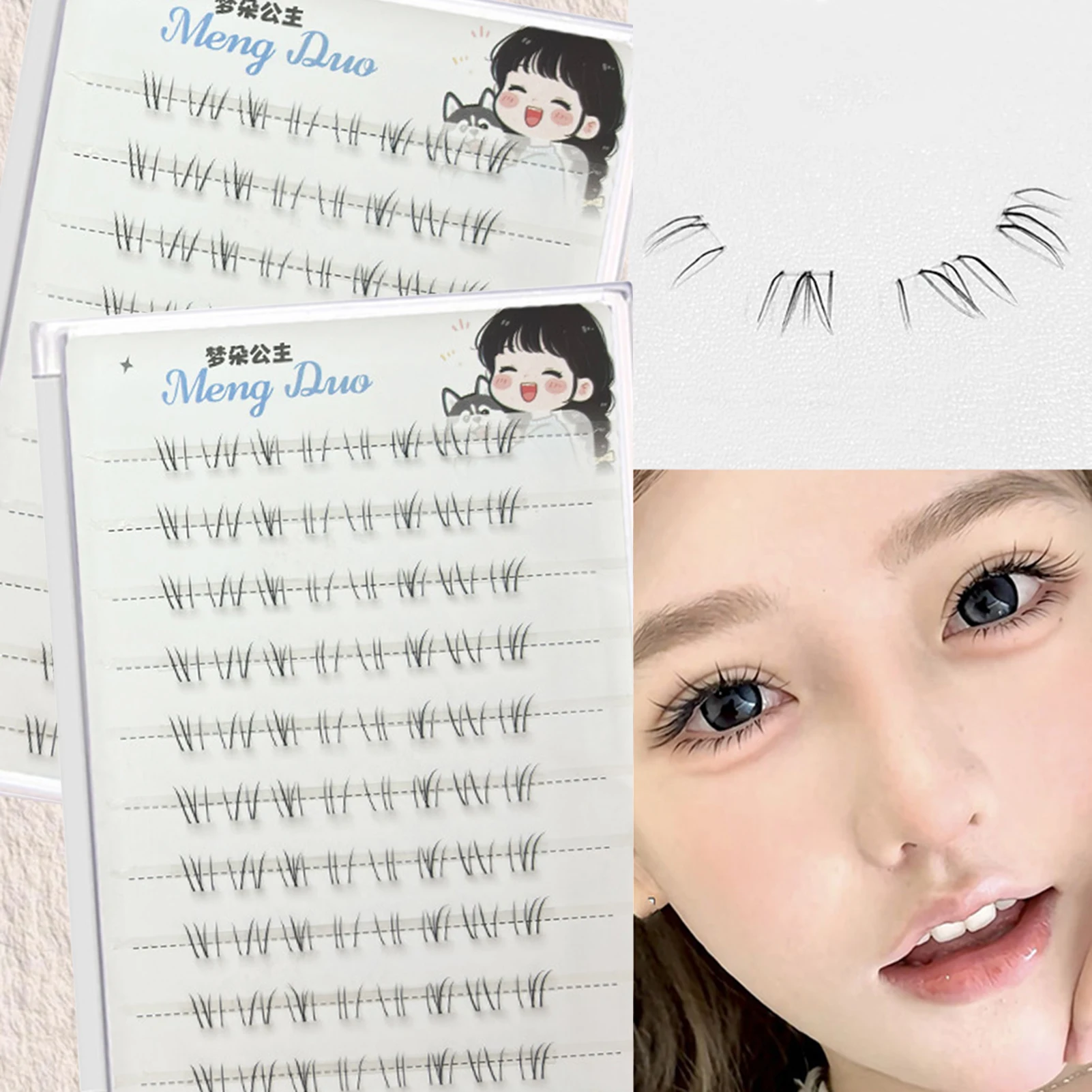 6/10 Reihen natürliche koreanische Stil untere falsche Wimpernverlängerungs-Cluster segmentierte Wispy Comic gefälschte Wimpern Cluster Mädchengruppe Image