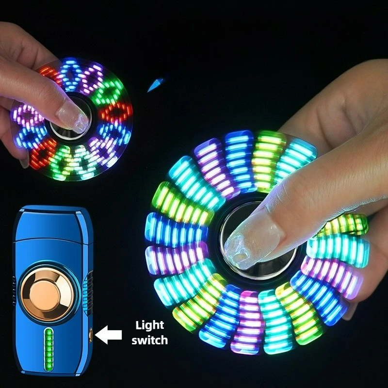 Coole helle Farbe, Fingerspitzen-Gyroskop, Sprachsteuerung, Zündung, winddicht, rote Flamme, Butan-Gas-Feuerzeug, lustiges elektrisches Feuerzeug, rollend Image