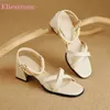 Neue Sommer Süße Weiß Gelb Frauen Sandalen Sexy Runde Kappe High Heels Schule Dame Schuhe Plus Kleine Große Größe 12 32 43 48