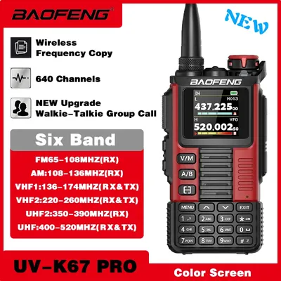 Baofeng K67 PRO Air Band Walkie Talkie 2800mAh 65-600MHz 5W 640Ch Wireless Copy Frequency Amateur FM VOX GMRS Two Way Radio