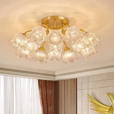 Italy Luxury Bedroom Lamp Living Room Main Chandelier Modern Simple Retro Master Bedroom Lighting All Copper Ceiling Light Decor