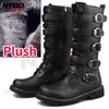Trendy Lange Stiefel Winter Plüsch Warme Stiefel männer Britischen Leder Schuhe Motorrad Reitstiefel botas moto