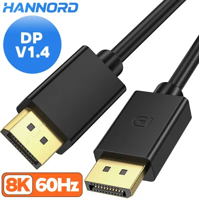 Hannord DP1.4 Cable DisplayPort 8K 60Hz UHD Male to Male Monitor Video Braided Cable Copper Wire Core for Laptop TV Computer