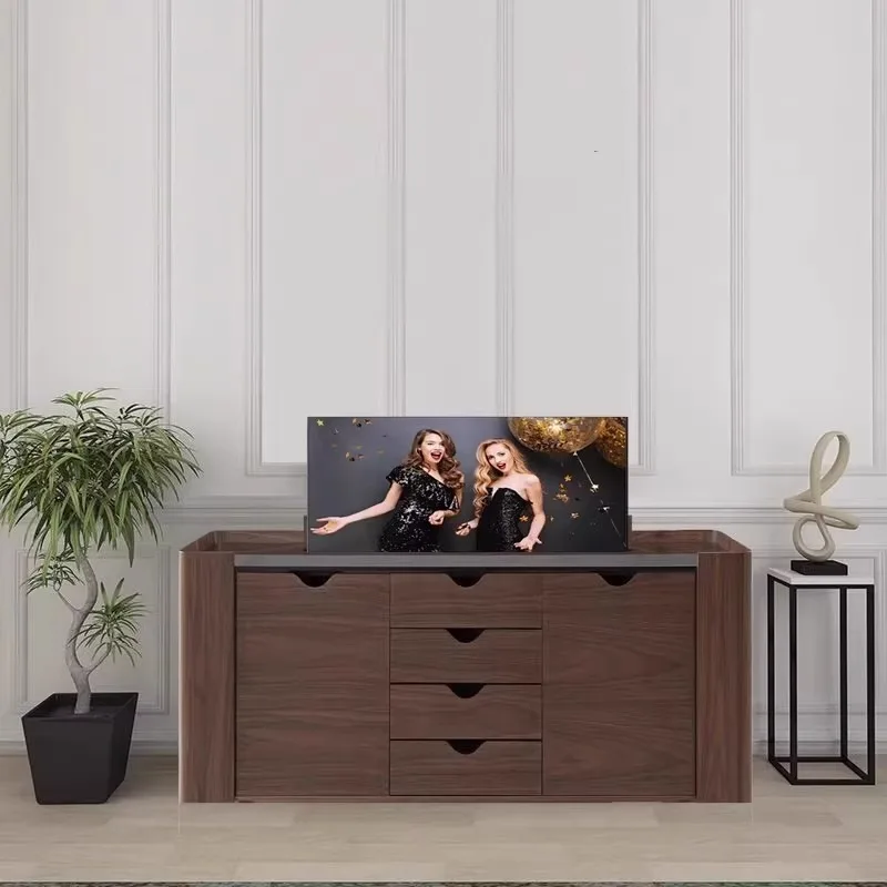 Moderne, einfache, intelligente elektrische Fernbedienung, die einen versteckten TV-Schrank integriert anhebt Image