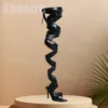Silber Nieten Schwarz Flip Flop Twine Sandalen Stiefel Lace Up Frauen Schuhe Dünne High Heels Sexy Party Dating 2025, Zapatos Para Mujere