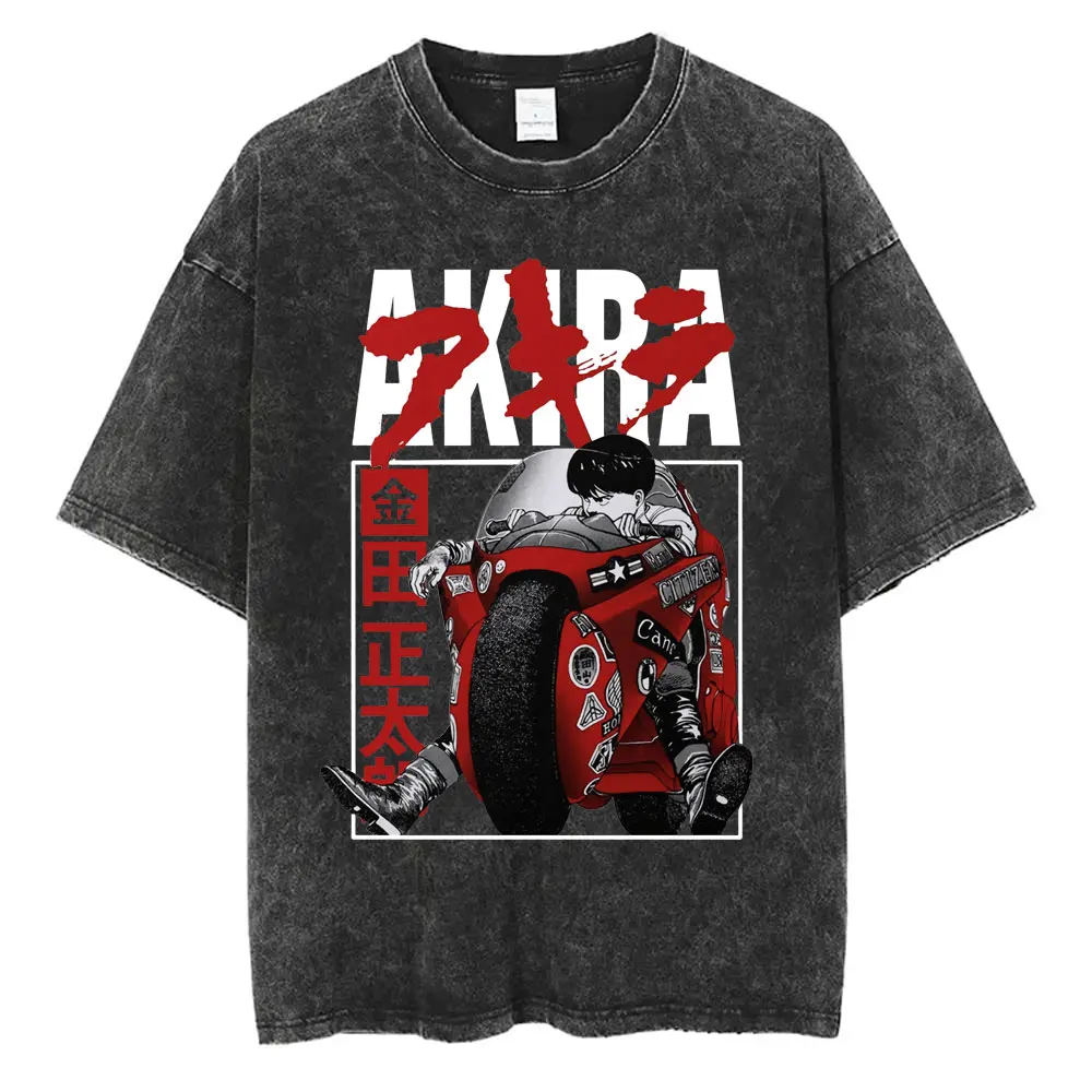 2025, heißes Akira Neo Tokyo Grafik-T-Shirt für Männer und Frauen, Kleidung, lockeres Herren-T-Shirt, Vintage-gewaschene Baumwolle, kurzärmelig, Tops