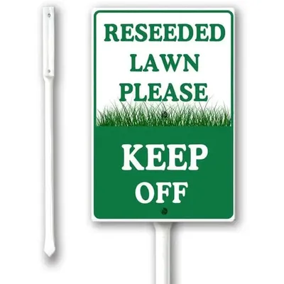 Reseeded Lawn Please Keep Off Yard Garden Sign, Keep Off Lawn Sign, 8x12 Inch Keep Off Grass Sign With Metal Stake For Garden Gr