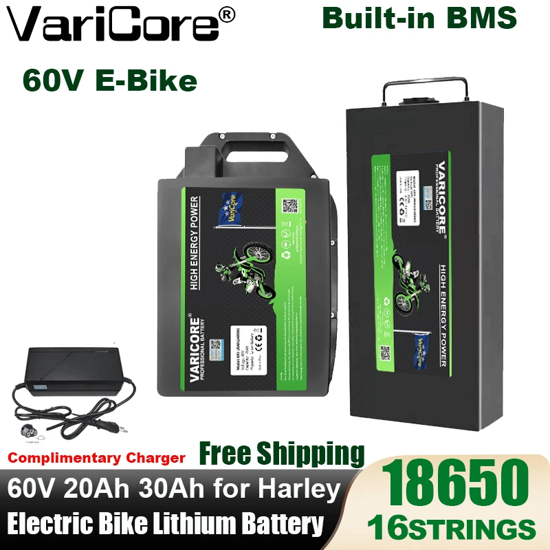 EU LAGER 60V 20ah/30ah Wasserdichte Elektrische Fahrrad Lithium-Batterie Pack power 2400W BMS für Fahrrad Roller motorrad mit Ladegerät Image