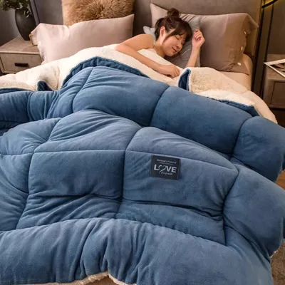Winter Bedding Thicken Quilt Blanket Thickened Warm Flannel Fleece Comforter for Cold Nights Set Bed Duvets Quilts The Blankets