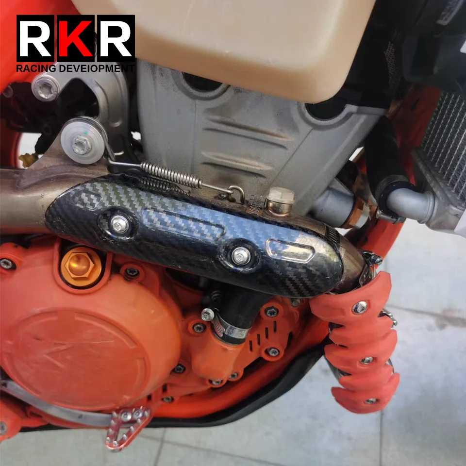 Für Huqvarna FX FE230 350 450 501 2017-2023 für KTM EXC EXCF 2007-2023 Motorrad Carbon Faser Auspuff Hitzeschild Schutz Image