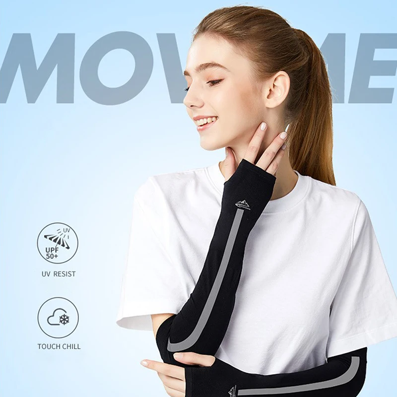Neue Anti-UV Eis Seide Arm Ärmel Sonnenschutz Fingerlose Handschuhe Fahrrad Arm Ärmel Image