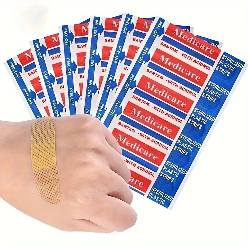 100 Stück selbstklebendes Wundpflaster, Vliesband für kleine Schnitte und Abrieb – atmungsaktiv, ideal für die Erste Hilfe zu Hause und im Freien Image