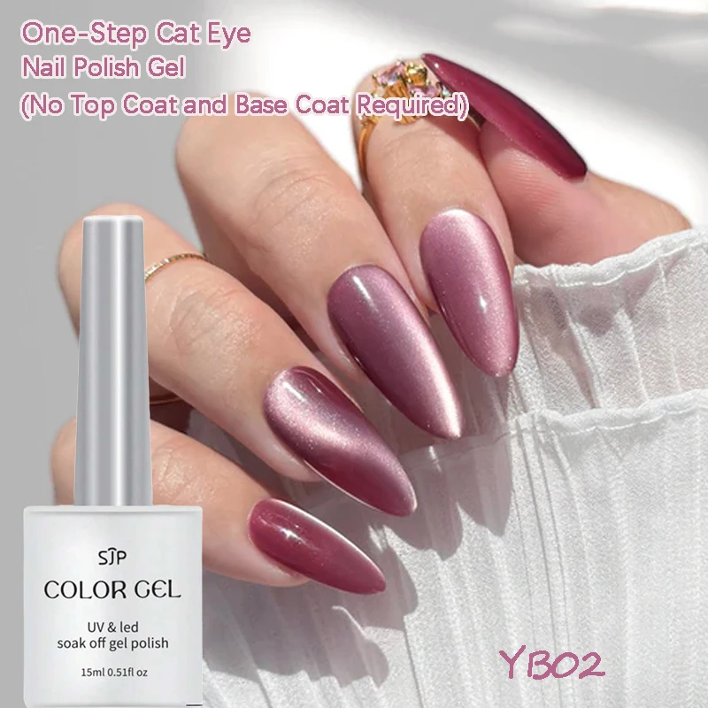 Lila One-Step Cat Eye Nagellack-Gel (kein Decklack und Grundlack erforderlich), 15 ml Gel-Nagellack, Herbstglanz-UV-Lack