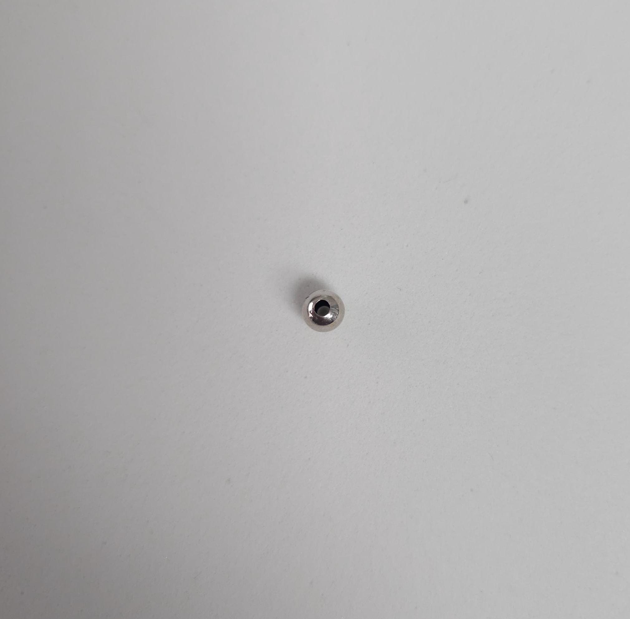 Perline rotonde lucidate in oro bianco 14k da 5 mm / Perline sciolte / Perline artigianali / Aggiungi una perlina / Perline con foro da 1 mm / Oro ver