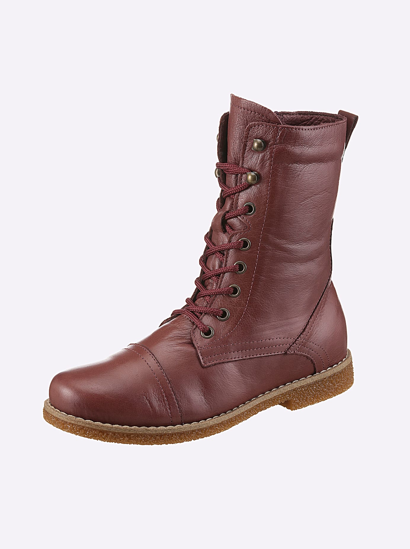 Schnürstiefelette ANDREA CONTI, Damen, Gr. 39, rot (burgund), Glattleder, Leder, Rindsleder, Schuhe