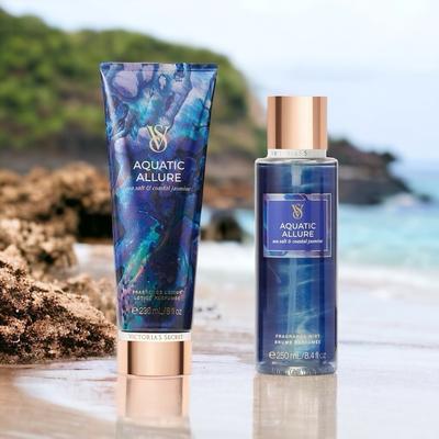 Victoria's Secret Bath & Body | Victoria’s Secret Aquatic Allure Sea Salt & Coastal Jasmine Body Lotion Gift Nwt | Color: Blue/Gold | Size: Os