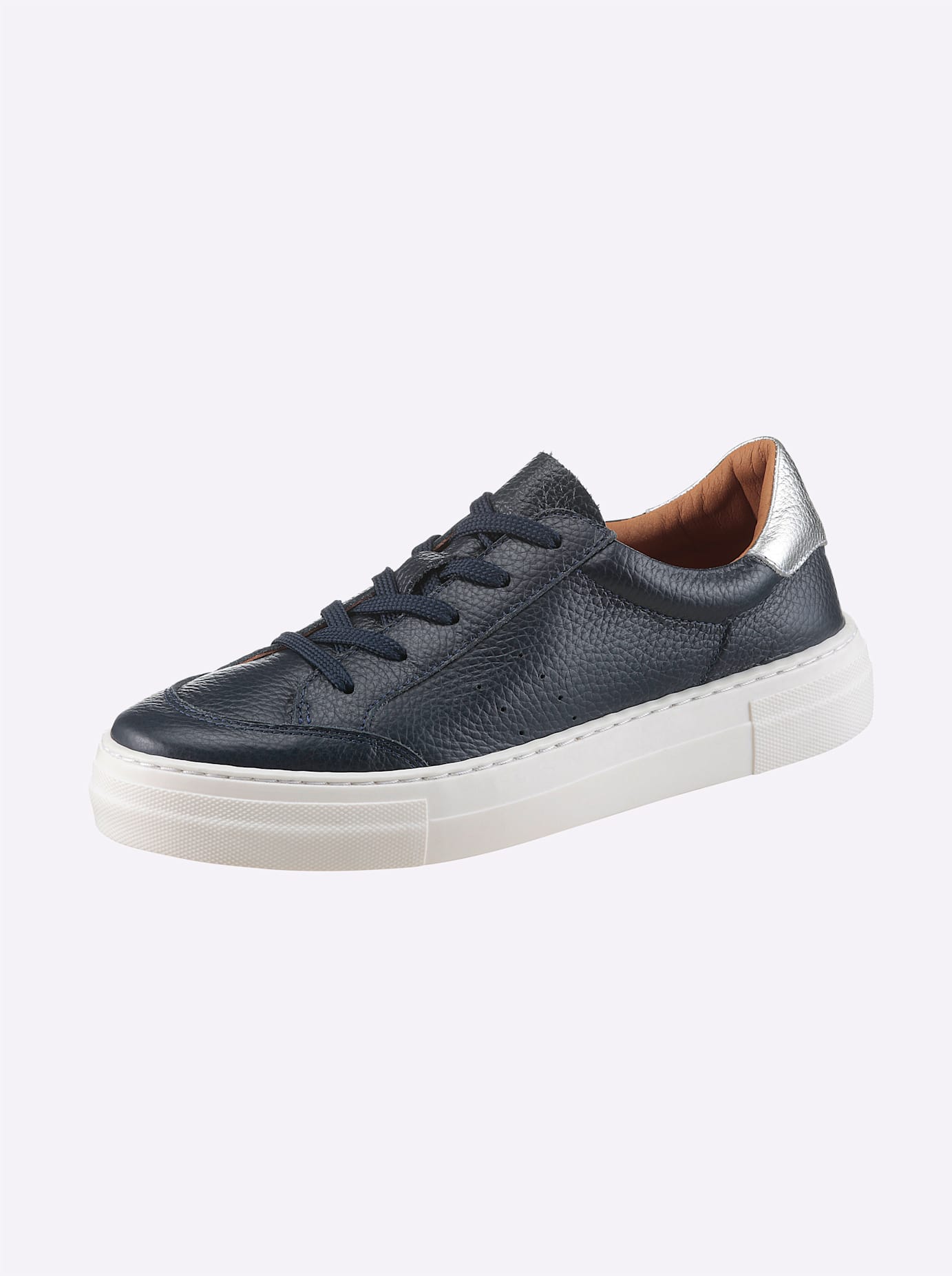 Sneaker HEINE, Damen, Gr. 38, blau (marine), Glattleder, Leder, Schuhe