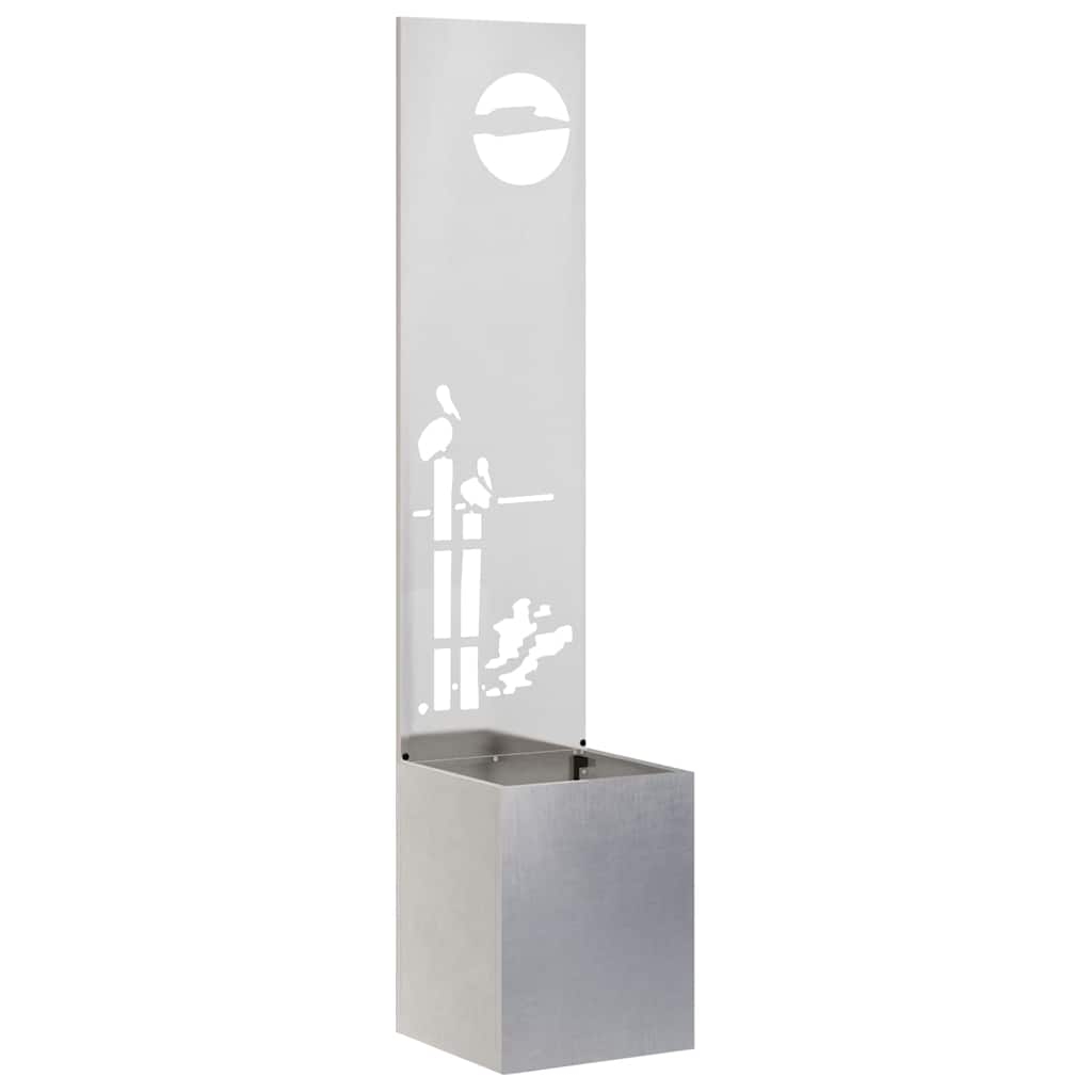 vidaXL Blumentopf mit dekorativem Paneel Silber 32 x 140 cm Edelstahl Image