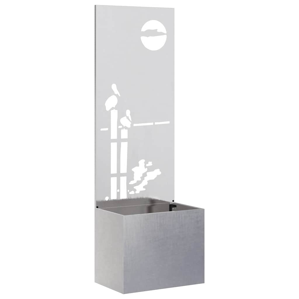 vidaXL Blumentopf mit dekorativem Paneel Silber 50 x 140 cm Edelstahl Image