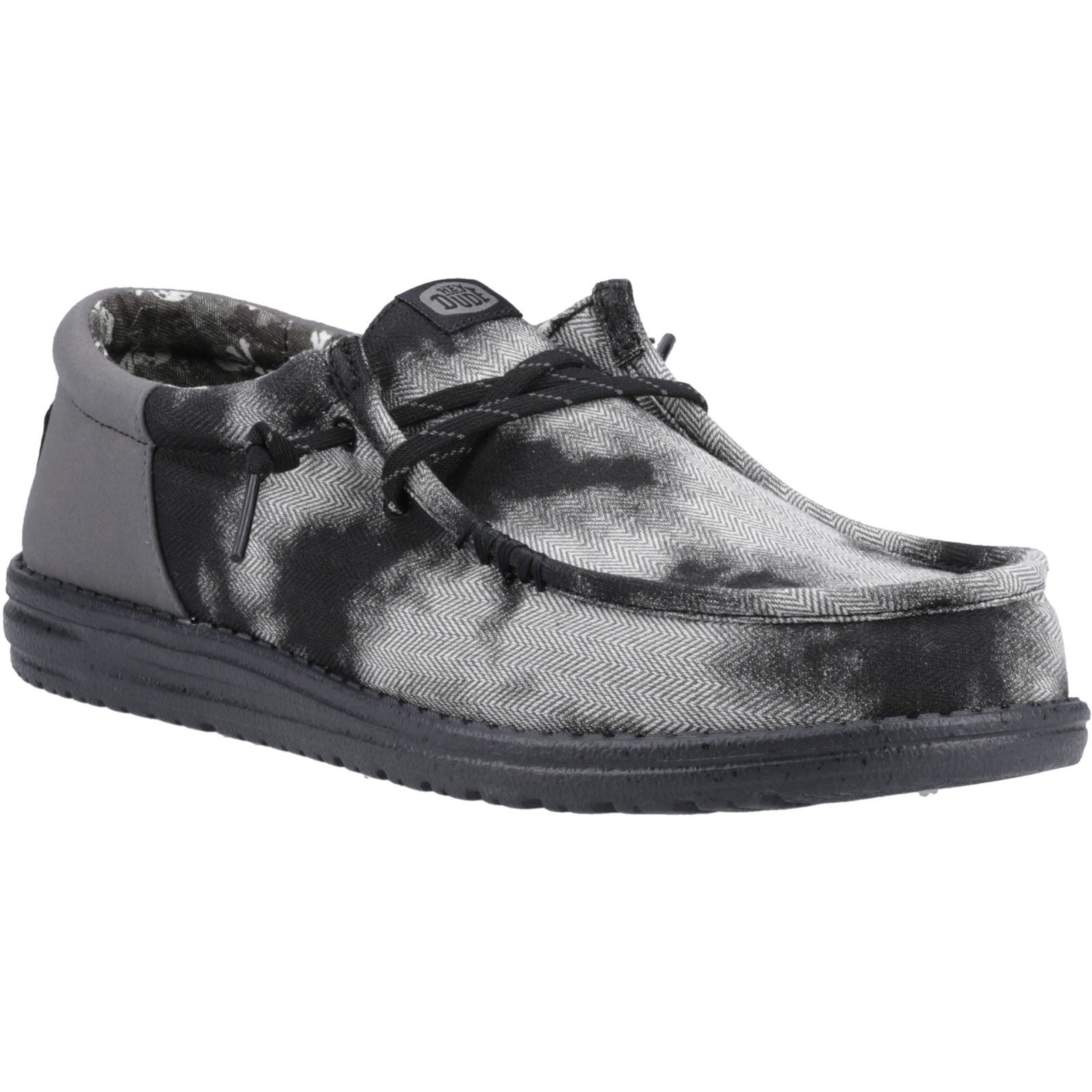 HEYDUDE Wally Funk Overdye Baumwoll Herren Mokassins Schuhe Schwarz/Graugranit