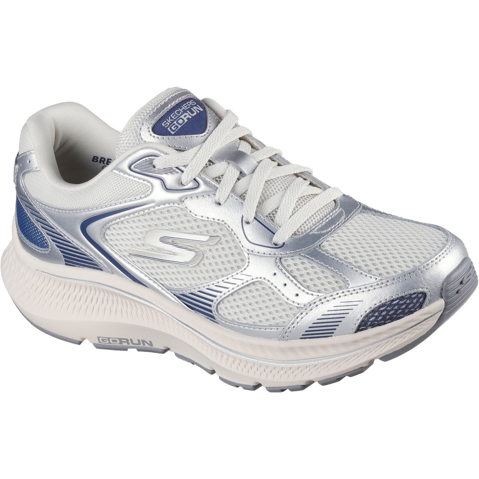 Skechers GO RUN Consistent 2.0 Volt Ledersneaker Für Damen In Silber/navy