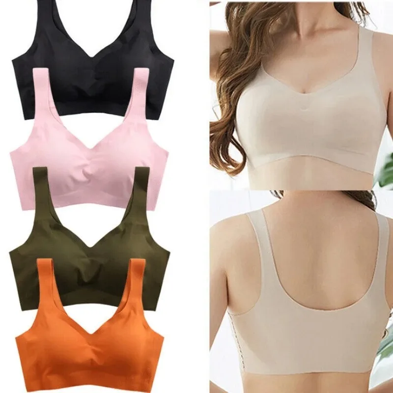 Femmes Non-marquage soutien-gorge sous-vêtements glace soie brassière sans anneau en acier beauté dos soutien-gorge sport sommeil gilet soutien-gorge Lingerie femme