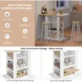 Table de bar avec 2 supports en verre, table haute avec rangement, debout pour cuisine, salon, salle à manger, table de bar de cuisine
