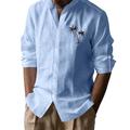 Per uomo Camicia Camicia di lino Camicia casual Camicia con Bottoni Camicia di cotone Palma Vacanza Camicia hawaiana Nero Bianco Cachi Grigio Manica Lunga Colletto alla coreana Primavera Autunno