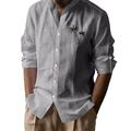 Per uomo Camicia Camicia di lino Camicia casual Camicia con Bottoni Camicia di cotone Palma Vacanza Camicia hawaiana Nero Bianco Cachi Grigio Manica Lunga Colletto alla coreana Primavera Autunno