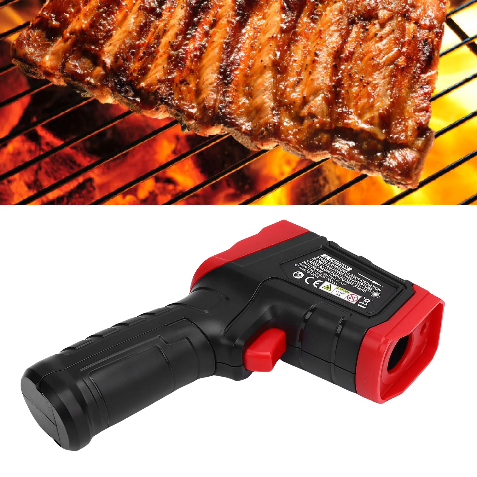 Infrarot-Thermometer -32 ° C bis 400 ° C37 ° F bis 932 ° F Hochpräzises IR-Thermometer mit LCD-Display zum Kochen, Braten, Küchengrill Image