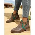 stivaletti western marroni da donna – scarpe in finta pelle in stile cowboy retrò per outfit autunnali e festival