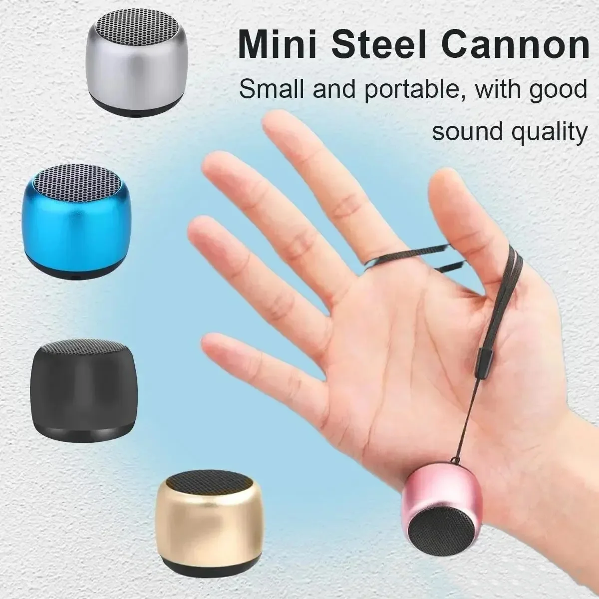 M1 Mini altoparlante piccolo compatibile con Bluetooth Portatile intelligente One Drag Two Subwoofer audio wireless in metallo con cannone in acciaio piccolo