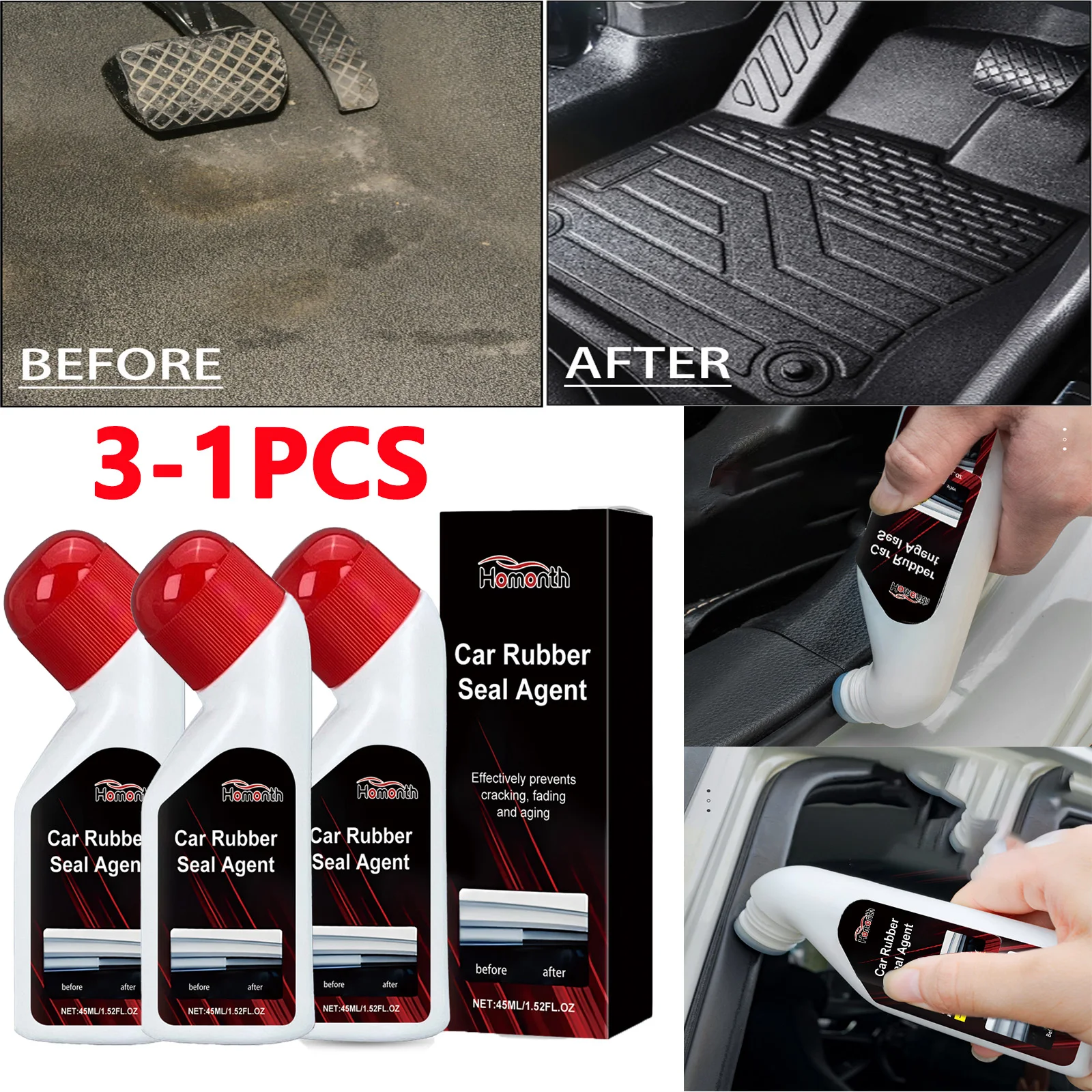 Auto-Gummi-Pflege-Restaurierungsmittel, Auto-Fensterdichtungen und Schiebedach, Anti-Squeak-Schmiermittel, schützt Gummi, Anti-Aging, schwarze Glanzdichtung Image