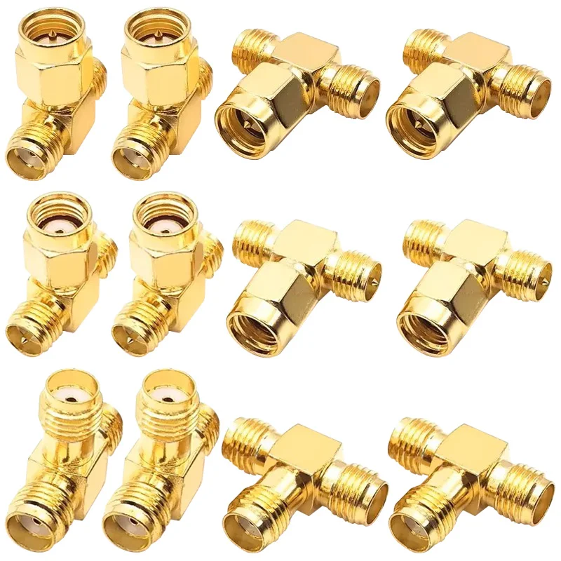 5 Stück 3-Wege-SMA-Adapter T-Form SMA-Stecker auf Dual-Buchse Splitter T-Typ SMA-Stecker für Radio-Antennenkabel-Draht-Verbindung Image