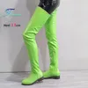 3,5 cm Low Heels Runde Kappe Oberschenkel Stiefel Frauen 2025, Neue Herbst Winter Über-die-knie Einfarbig leder Stiefel Nachtclub Club Schuhe