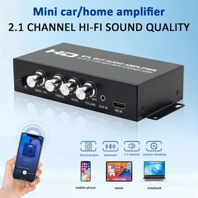HiFi Sound Amplifier Bluetooth 5.0 Digital Bass Amplifier with HDMI Mini AMP Driver Lossless Music Amp for Home Car Meeting