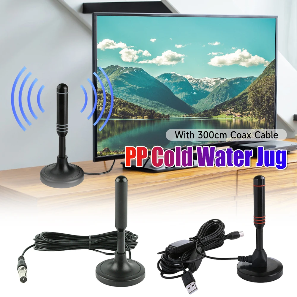 Antenna TV portatile Cavo coassiale da 300 cm Ricezione digitale Antenna TV Antenna DVB-T DAB Antenna di ricezione segnale per lettore multimediale Smart TV